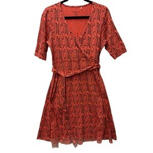 TOAD&CO Women's Patterned Wrap Dress‎ Short Sleeve V-Neck Medium